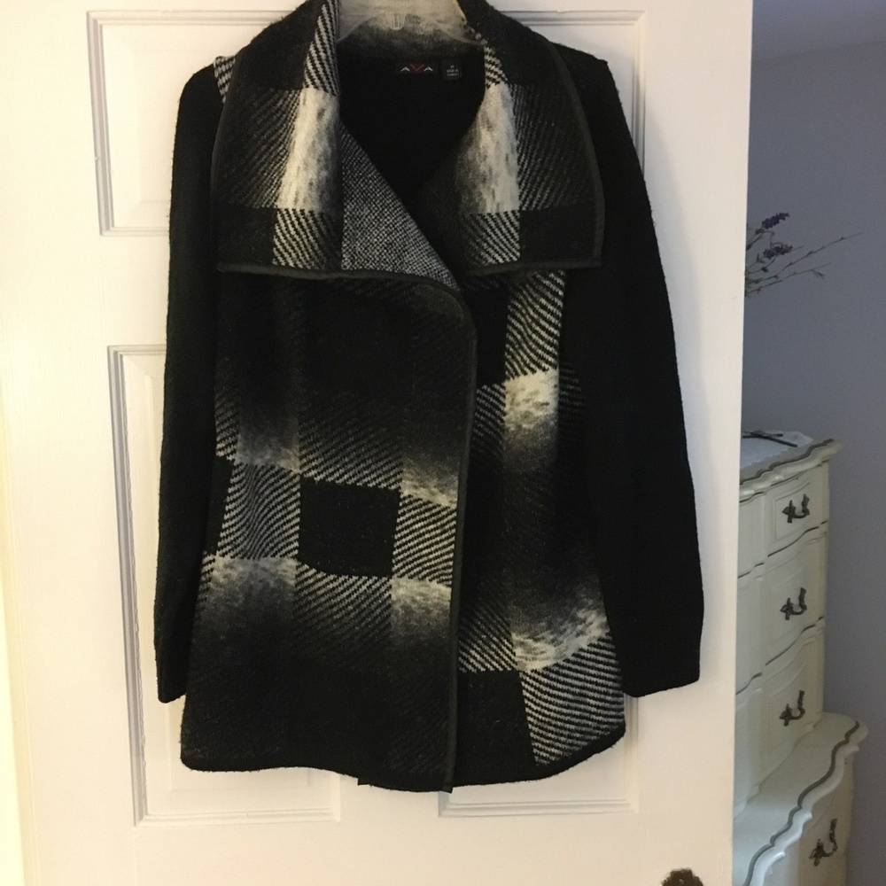 Black White Gray Windowpane-Print Jacket